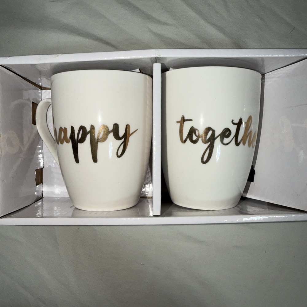 NEW IN BOX Orly Mug Sets HAPPY TOGETHER Gift Couple Wedding BRIDE/GROOM Annivers